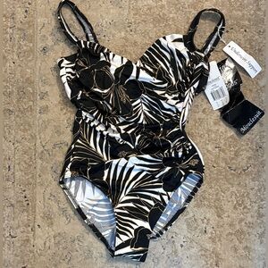 Miraclesuit Black, Gold and White underwire support Swimsuit